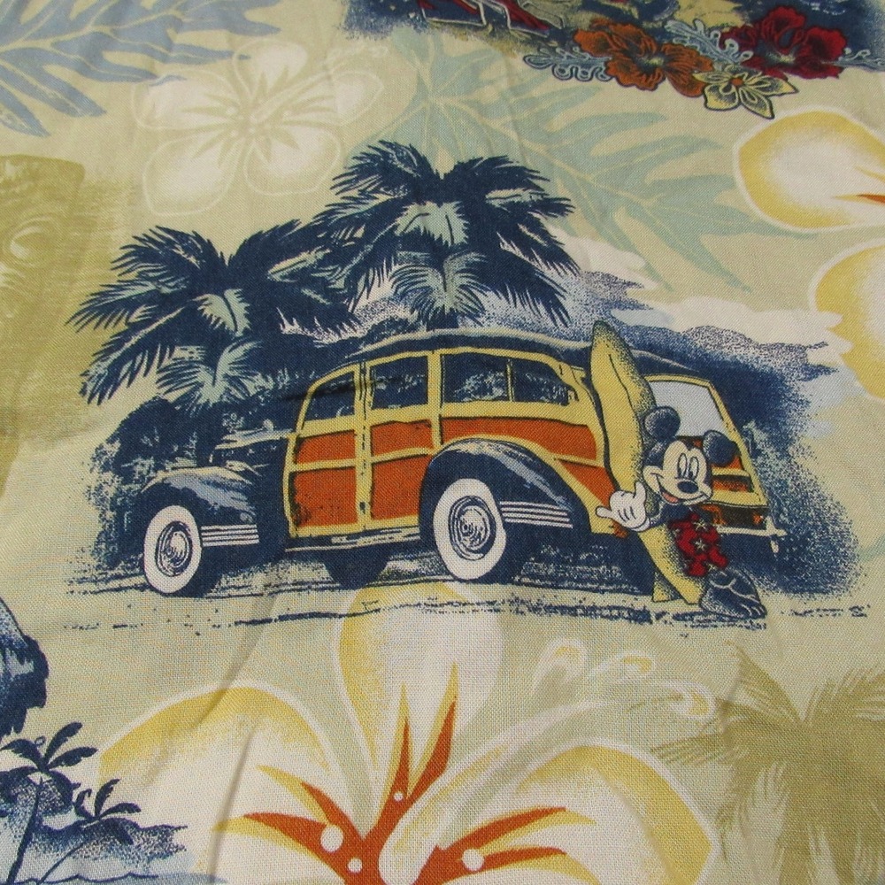 Vintage Walt Disney World Shirt Mens Small Blue Rayon Hawaiian Mickey Mouse 90s - Picture 10 of 11
